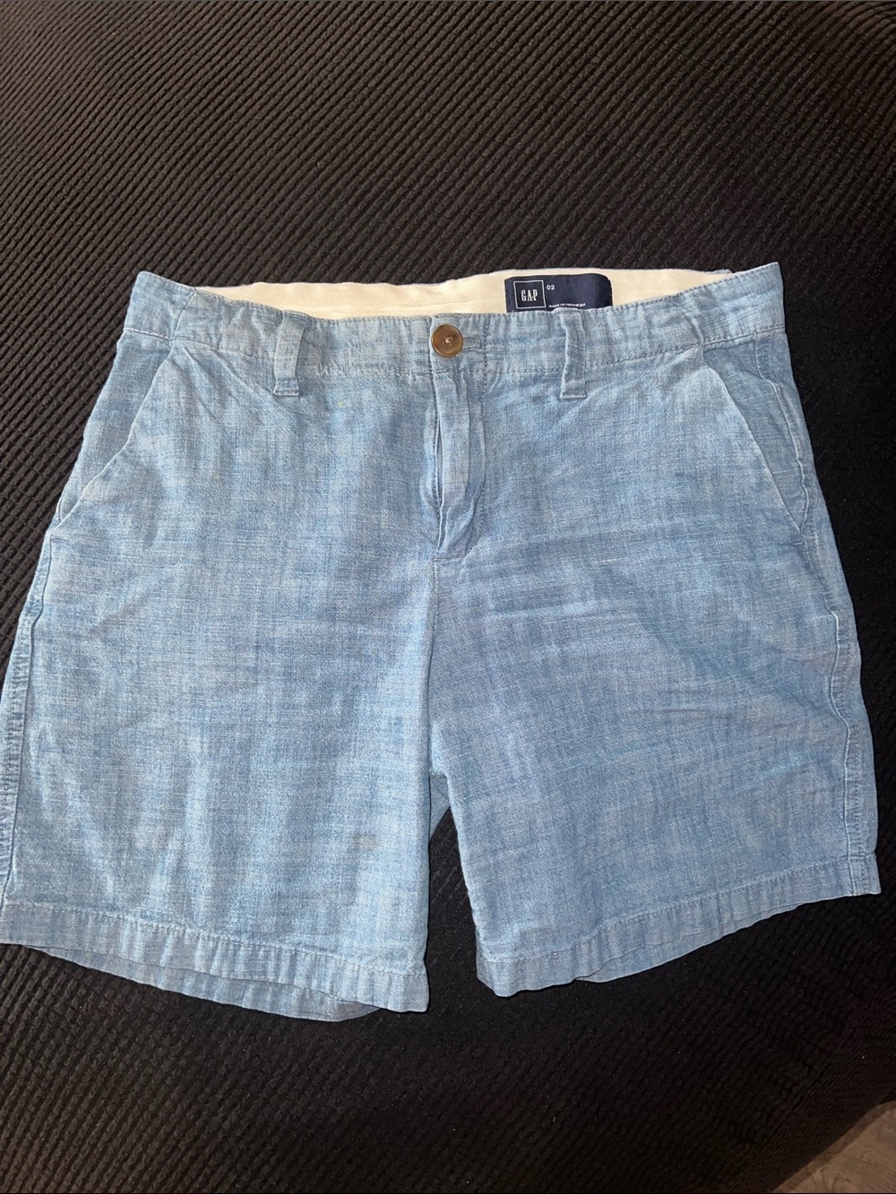 GAP Light Blue Linen-Blend Men’s Flat Front Shorts